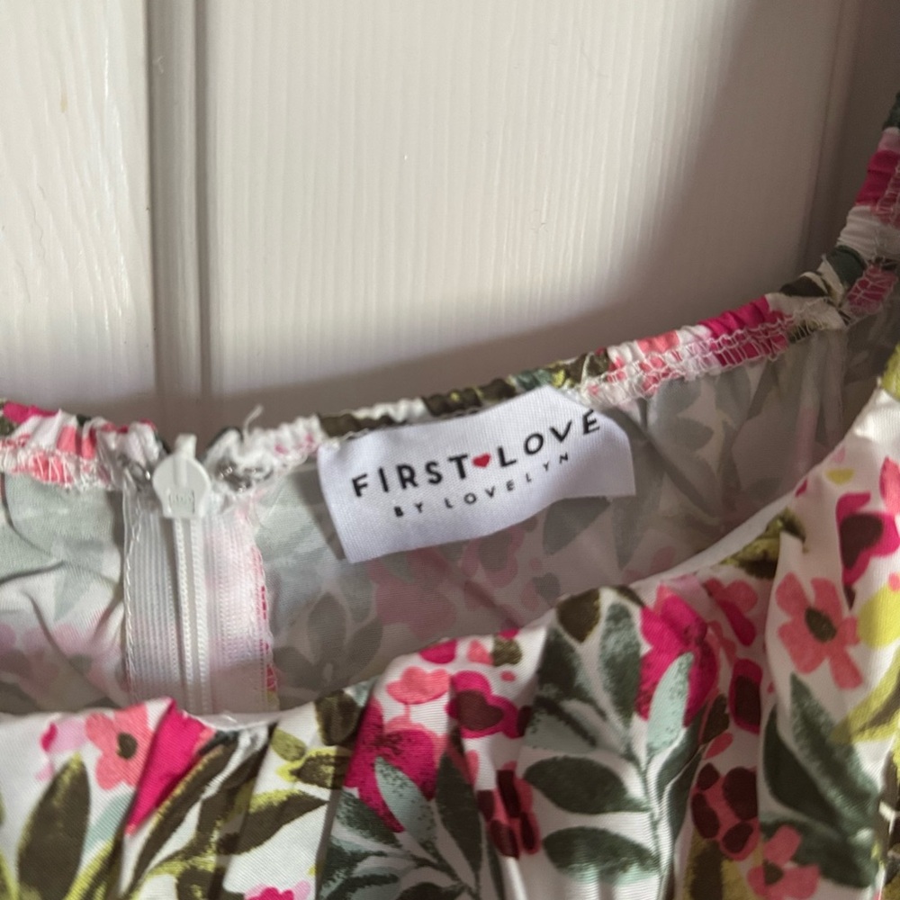 NWOT First Love Pink and Green Floral Mini - Picture 5 of 6
